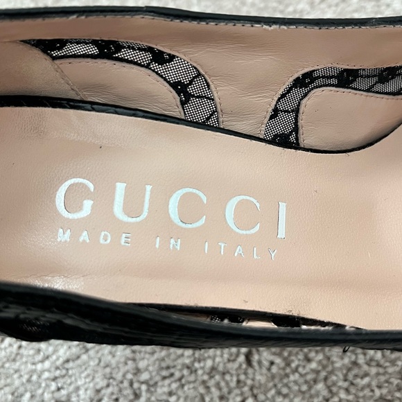 Gucci Black Lace Python Print GG Rhombus Heels - Picture 8 of 10